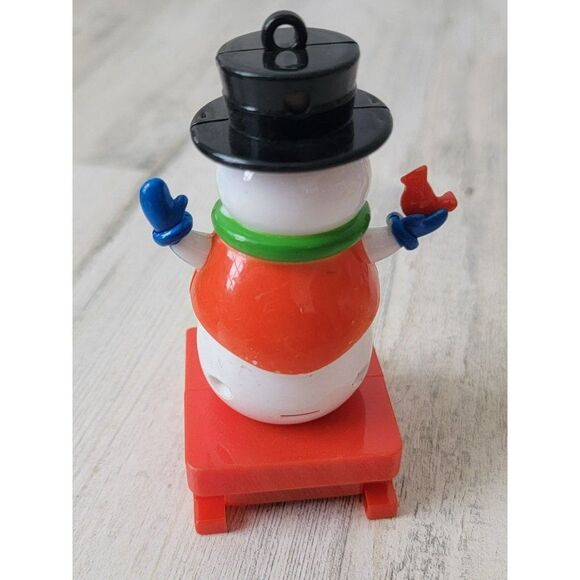 Snowman red sled mistletoe bird ornament Xmas decor - Picture 3 of 5